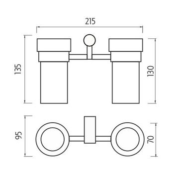 NIMCO BORMO nástenné poháriky, sklo, chróm BR 11058DW-26 Technický nákres