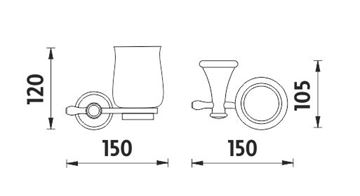 NIMCO LADA nástenný pohárik, keramika, staromosadz/biela LA 19058K-65 Technický nákres
