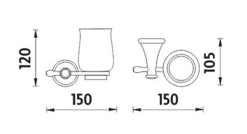 NIMCO LADA nástenný pohárik, keramika, staromeď/biela LA 19058K-80 Technický nákres