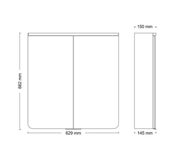 JOKEY XANTO LINE LED zrkadlová skrinka 62,9x66,2x15 cm, osvetlenie, s vypínačom a el. zásuvkou, MDF/drevo, biela 111312520-0110 Technický nákres
