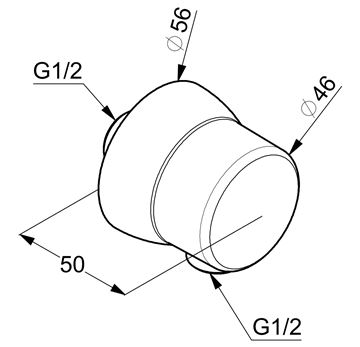 KLUDI SIRENA pripojovacie kolienko, so spätným ventilom, chróm 6306105-00 Technický nákres