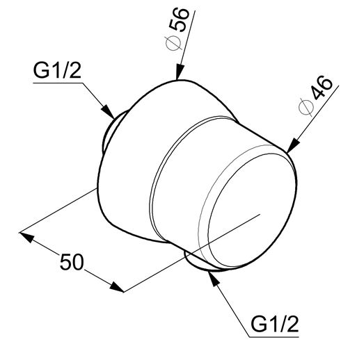 KLUDI SIRENA pripojovacie kolienko, so spätným ventilom, chróm 6306105-00 Technický nákres
