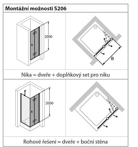 HÜPPE SOLVA sprchové dvere 120x200 cm, skladacie, pravé, strieborná lesklá/sklo číre S20606.092.321 Obrázek - fotka