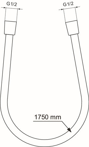 IDEAL STANDARD IDEALRAIN sprchová hadica Idealflex 1750 mm, hladká, Anti-Twist, kov, rosé BE175RO Technický nákres
