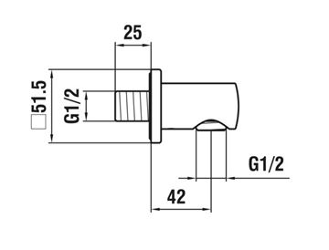 LAUFEN nástenné kolienko, chróm HF504771100000 Technický nákres