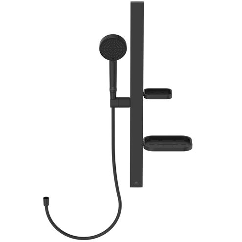 IDEAL STANDARD IDEALRAIN ALU+ sprchová súprava 5-dielna, ručná sprcha pr. 100 mm, 2 prúdy, tyč, hadica, mydelnička, polička, matná čierna BD586XG Obrázek - Hlavní obrázek