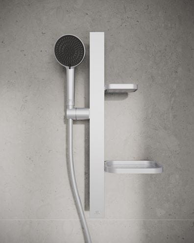 IDEAL STANDARD IDEALRAIN ALU+ sprchová súprava 5-dielna, ručná sprcha pr. 100 mm, 2 prúdy, tyč, hadica, mydelenka, polička, chróm BD586SI Obrázek - fotka
