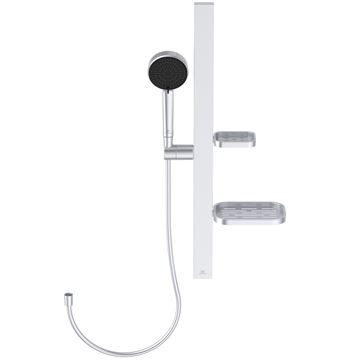 IDEAL STANDARD IDEALRAIN ALU+ sprchová súprava 5-dielna, ručná sprcha pr. 100 mm, 2 prúdy, tyč, hadica, mydelenka, polička, chróm
