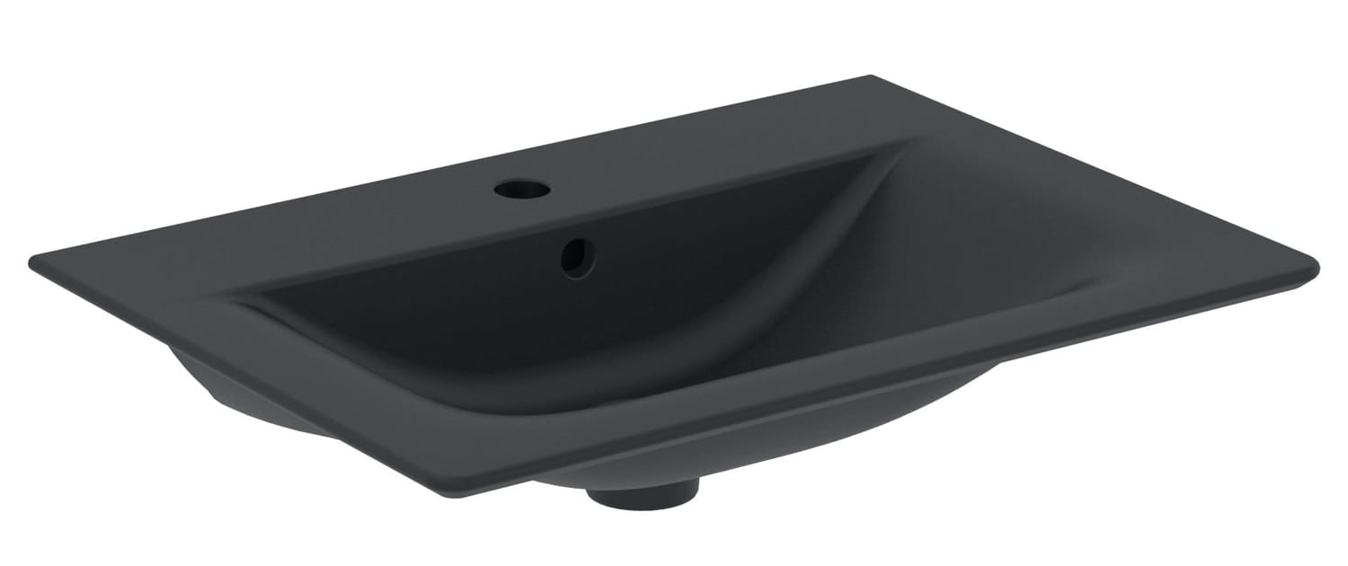 IDEAL STANDARD CONNECT AIR umývadlo 64 cm, s otvorom pre batériu a prepadom, matná čierna