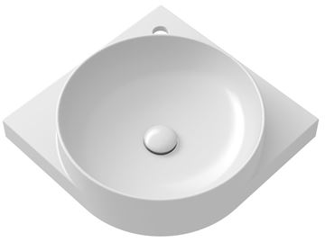 RAVAK YARD 450 C umývadlo rohové 45 cm, s otvorom pre batériu, bez prepadu XJX01245000 Obrázek - fotka