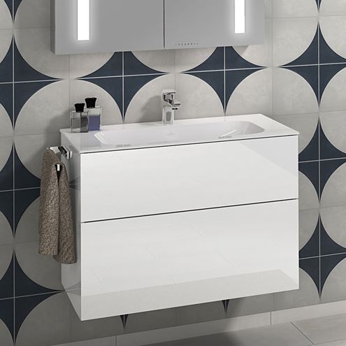 VILLEROY & BOCH FINION umývadlo na dosku 80 cm, s otvorom pre batériu a prepadom, CeramicPlus, alpská biela 416484R1 Obrázek - fotka