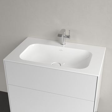 VILLEROY & BOCH FINION umývadlo na dosku 80 cm, s otvorom pre batériu a prepadom, CeramicPlus, alpská biela 416484R1 Obrázek - fotka