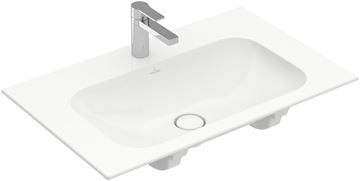 VILLEROY & BOCH FINION umývadlo na dosku 80 cm, s otvorom pre batériu a prepadom, CeramicPlus, alpská biela
