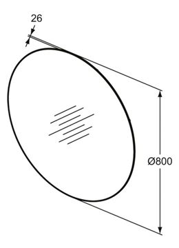 IDEAL STANDARD CONCA zrkadlo 80 cm, s osvetlením T3958BH Technický nákres