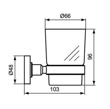 IDEAL STANDARD IOM držiak kefiek s pohárikom, nástenný, sklo, čierna A9120XG Technický nákres