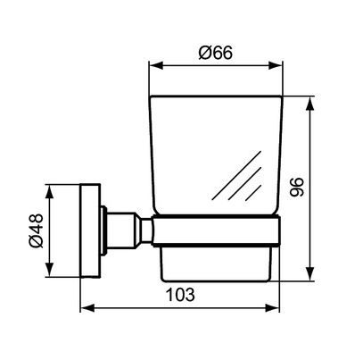 IDEAL STANDARD IOM držiak kefiek s pohárikom, nástenný, sklo, čierna A9120XG Technický nákres