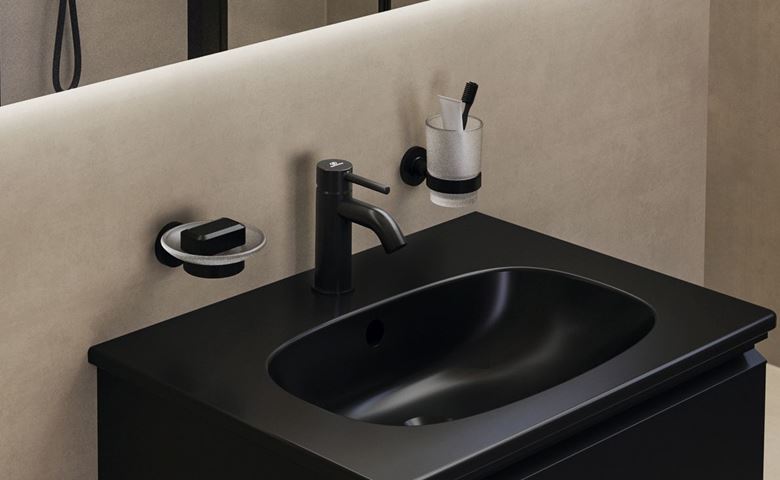 IDEAL STANDARD IOM držiak kefiek s pohárikom, nástenný, sklo, čierna A9120XG Obrázek - fotka