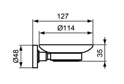 IDEAL STANDARD IOM mydlovnička, nástenná, sklo, čierna A9122XG Technický nákres