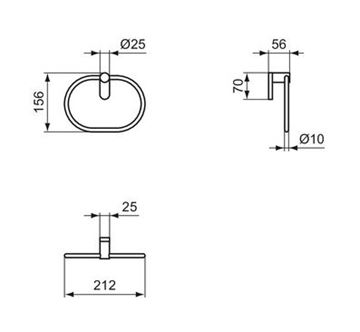 IDEAL STANDARD CONCA držiak uteráka 212 mm, kartáčované zlato T4503A2 Technický nákres