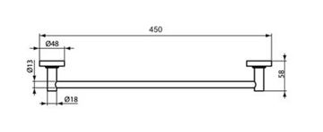 IDEAL STANDARD IOM držiak uteráka 450 mm, čierna A9117XG Technický nákres