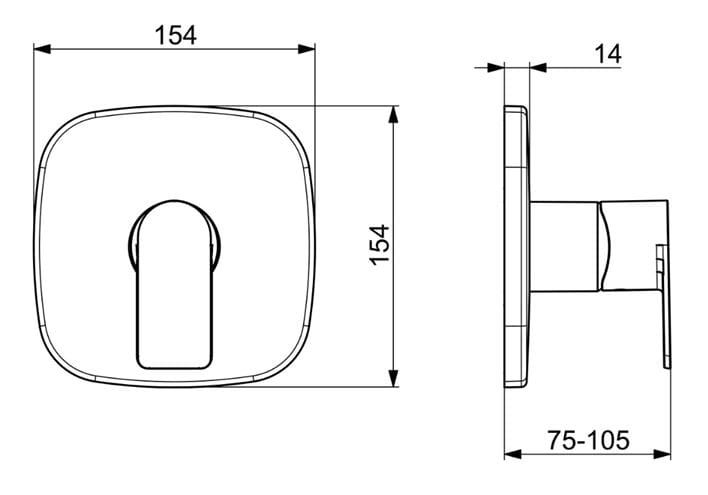 HANSA STELA sprchová podomietková batéria, chróm 87859173 Technický nákres
