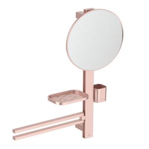 IDEAL STANDARD ALU+ kozmetické zrkadlo 328 mm, s kúpeľňovými doplnkami, rosé