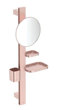 IDEAL STANDARD ALU+ kozmetické zrkadlo 205 mm, s kúpeľňovými doplnkami, rosé