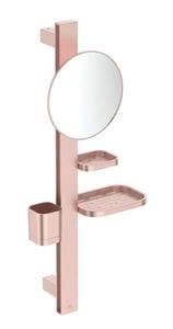 IDEAL STANDARD ALU+ kozmetické zrkadlo 205 mm, s kúpeľňovými doplnkami, rosé