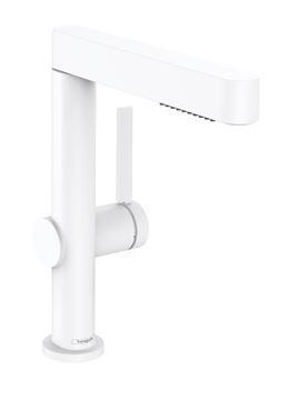 HANSGROHE FINORIS umývadlová stojanková batéria, s vyťahovacou sprškou a odtokovou súpravou, EcoSmart, matná biela