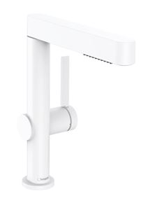 HANSGROHE FINORIS umývadlová stojanková batéria, s vyťahovacou sprškou a odtokovou súpravou, EcoSmart, matná biela