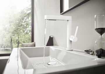 HANSGROHE FINORIS umývadlová stojanková batéria, s vyťahovacou sprškou a odtokovou súpravou, EcoSmart, matná biela 76063700 Obrázek - fotka