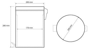 BEMETA odpadkový kôš 5 l, na postavenie 104315012 Technický nákres