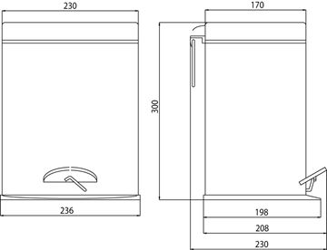 CONCEPT 200 odpadkový kôš 5 l, na postavenie 010-8470 Technický nákres