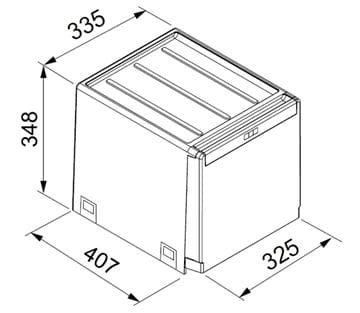 FRANKE CUBE 40 odpadkový kôš na triedený odpad 2x14 l, vstavaný 134.0039.330 Technický nákres