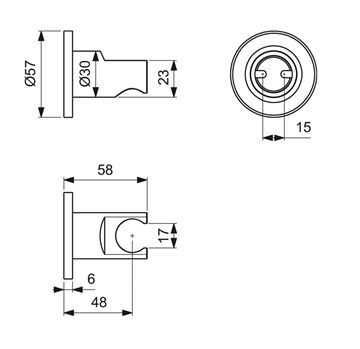 IDEAL STANDARD IDEALRAIN nástenný držiak, rosé BC806RO Technický nákres