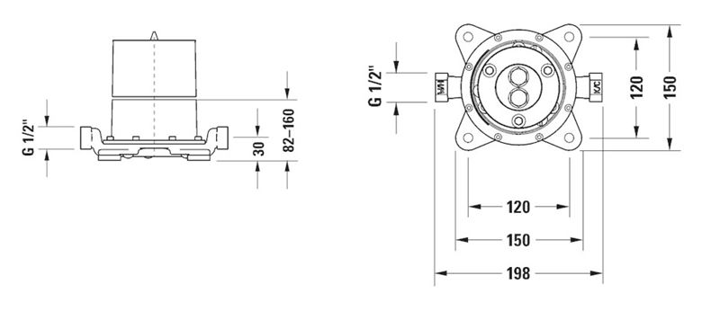 DURAVIT montážne teleso DN15 GK5900003000 Technický nákres
