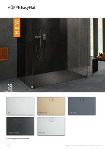 HÜPPE EASY STEP sprchová vanička 90x90 cm, liaty mramor, bez nožičiek, matná antracitová EF0101.128 Obrázek - fotka