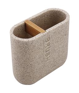 NIMCO KORA nádobka, polyresín, pieskovo béžová/bambus
