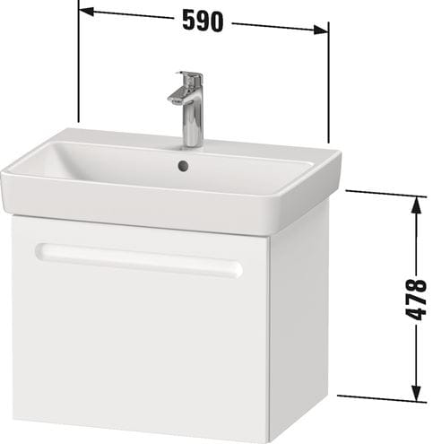 DURAVIT NO.1 skrinka pod umývadlo 59x42,6x47,8 cm, 1 zásuvka, White matt N14382018180000 Technický nákres