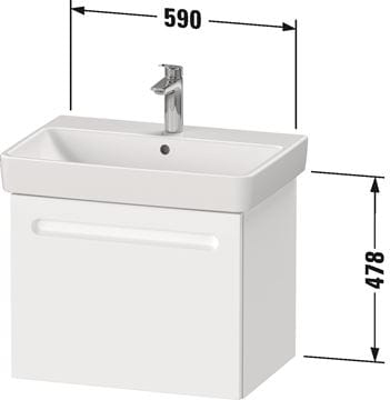 DURAVIT NO.1 skrinka pod umývadlo 59x42,6x47,8 cm, 1 zásuvka, White matt N14382018180000 Technický nákres