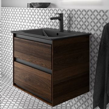 IDEAL STANDARD CONNECT AIR 2 skrinka pod umývadlo 60x44x51, 7 cm, 2 zásuvky, matná čierna / vlašský orech R0473NE Obrázek - fotka