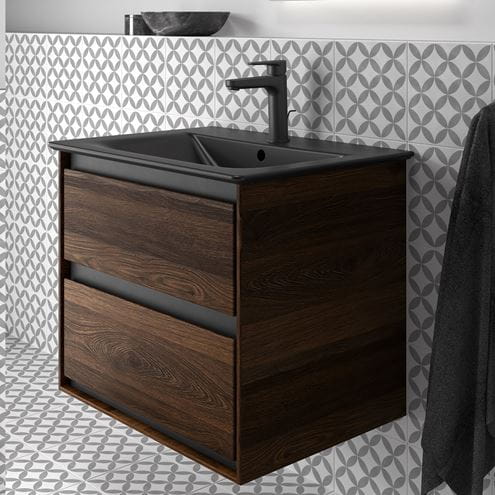 IDEAL STANDARD CONNECT AIR 2 skrinka pod umývadlo 60x44x51, 7 cm, 2 zásuvky, matná čierna / vlašský orech R0473NE Obrázek - fotka