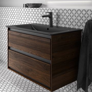 IDEAL STANDARD CONNECT AIR 2 skrinka pod umývadlo 80x44x51, 7 cm, 2 zásuvky, matná čierna / vlašský orech R0474NE Obrázek - fotka
