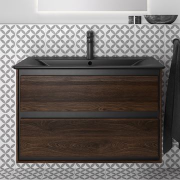 IDEAL STANDARD CONNECT AIR 2 skrinka pod umývadlo 80x44x51, 7 cm, 2 zásuvky, matná čierna / vlašský orech R0474NE Obrázek - fotka