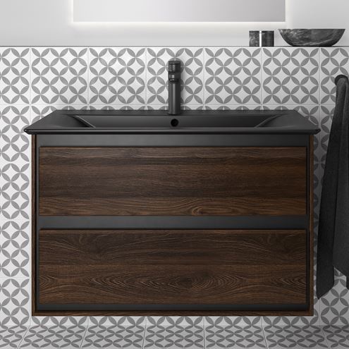 IDEAL STANDARD CONNECT AIR 2 skrinka pod umývadlo 80x44x51, 7 cm, 2 zásuvky, matná čierna / vlašský orech R0474NE Obrázek - fotka