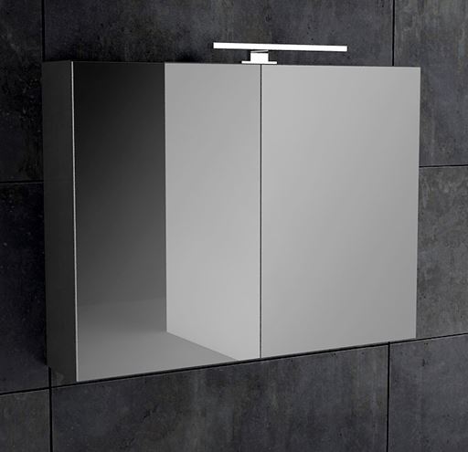 CONCEPT 250 zrkadlová skrinka 60x60x16 cm, osvetlenie, lesklý antracit PTA-015 Obrázek - fotka