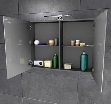 CONCEPT 250 zrkadlová skrinka 60x60x16 cm, osvetlenie, lesklý antracit PTA-015 Obrázek - fotka