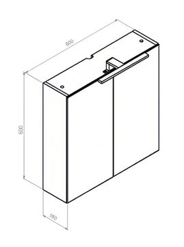 CONCEPT 250 zrkadlová skrinka 60x60x16 cm, osvetlenie, lesklý antracit PTA-015 Technický nákres
