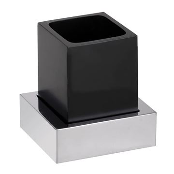 BEMETA GAMMA nástenná nádobka, sklo, matná čierna/chróm