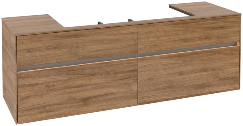 VILLEROY & BOCH COLLARO skrinka pod umývadlo 160x54,8x50 cm, 4 zásuvky, s osvetlením, Oak Kansas C031B0RH Obrázek - Hlavní obrázek